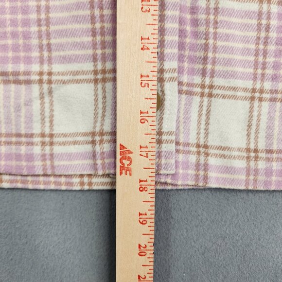 Aeropostale Hooded Button Up Flannel Shirt Womens XS Pink Check Cabincore Preppy - Picture 7 of 12